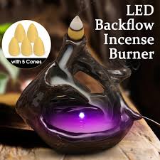 Incense should not create visible clouds of smoke, only a light aroma that is easily the most common type of incense holder is the classic reed holder, made from bamboo or other types of wood. Led Light Buddhist Ceramic Waterfall Censer Burner Holder With 5 Incense Cones Without Battery Buy At A Low Prices On Joom E Commerce Platform