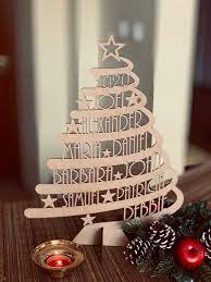 Personalized Family Name Christmas Tree Custom Xmas Gift Etsy Christmas Crafts Decorations Wood Christmas Tree Personalized Family