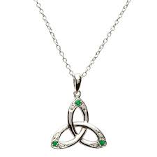Celtic Trinity Knot Pendant Set With Emerald And Diamond By Shanore Trinity Knot Necklace Trinity Knot Celtic Trinity Knot