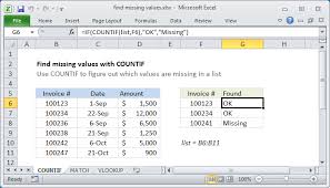 excel formula find missing values exceljet