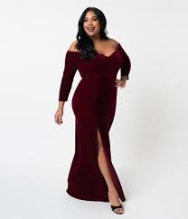 Collectif Plus Size Wine Red Velvet Off Shoulder Sleeved Anjelica Maxi Dress Bridesmaid Dresses Plus Size Gorgeous Dresses Cocktail Attire