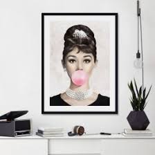 Audrey hepburn bubble gum print. Audrey Hepburn Pink Bubble Gum Unframed Art Print