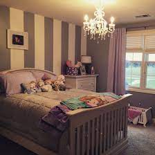 Grey And White Striped Accent Wall In Purple Grey Room Grey Bedroom Decor Purple Bedroom Walls Purple Striped Walls