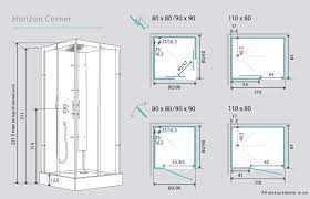Corner Shower 3d View And Door Plans Bathroom Dimensions Shower Cubicles Shower Dimensions