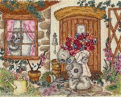 Approximate size:7x11 (18cm x 28cm). Anchor Me To You Tatty Teddy Cross Stitch Kit Cottage Scene Cross Stitch Diy Cross Stitch Counted Cross Stitch