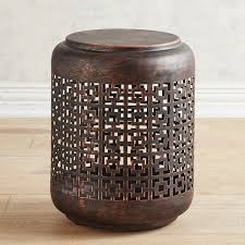 Give Your Living Space Global Style With Our Metal Drum Accent Table Handcrafted With An Open Air Square Pattern Between A R Accent Table Metal Drum Side Table