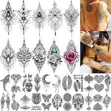 Folge deiner leidenschaft bei ebay! Buy Tasroi 32 Sheets Sexy Black Henna Temporary Tattoos For Women Girls Mehnid Lace Tatoo Sticker Neck Mandala Flower Butterfly Lotus Rose Tattoo Temporary Dreamcatcher Elephant Henna Tattoo Kit Adults Online In