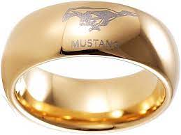 Ford Mustang Ring Ford Mustang Logo Tungsten Ring Gold 8mm Comfort Band Sizes 5 14 Available Free Shipping Ford Mustang Logo Mustang Logo Mustang