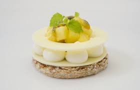 Tropic Anna Coconut Dacquoise Feuilletine Crunch Pina Colada Creme Tropical Compote Chef S Pencil Recipe Dacquoise Recipe Desserts Baking And Pastry
