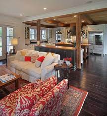 This design is featured on the top of the gallery because it is the perfect example of what an open concept floor plan looks like. 43 Cozy And Warm Color Schemes For Your Living Room Farm House Living Room Living Room And Kitchen Design Contemporary Living Room Design
