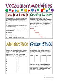 Vocabulary Activities Worksheet Free Esl Printable Worksheets Made By Teachers Vocabulary Activities Esl Vocabulary Vocabulary Games