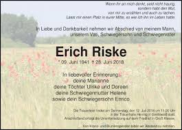 Traueranzeigen von Erich Riske