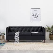 Klassische chesterfield sofas und elegante englische stilmöbel günstig online kaufen. Vidaxl Chesterfield Sofa 3 Sitzer Kunstlederbezug Schwarz Gitoparts
