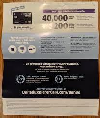 The united explorer card from chase is offering 40,000 bonus miles in the first 3 months as an introductory offer. Targeted Chase United Mileageplus Explorer Sign Up Bonus Of 40 000 Miles 200 Annual Fee Waived First Year Doctor Of Credit