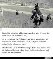 Dieses Bild Zeigt Einen Soldaten Der Einen Esel Tragt In 2020 Krasse Spruche Titelbilder Spruche Coole Memes