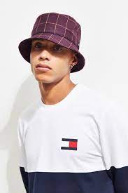 Slide View 2 Stussy Windowpane Bucket Hat Maroon Color Stussy Mens Street Style Men Street