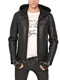Karl Rigid Wool Knit Leather Jacket Luisaviaroma Luxury Shopping Worldwide Shipping Florence Leather Jacket Best Brands For Men Leather Jacket Men