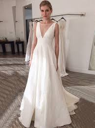 Modern A Line Wedding Dresses Illusion V Neck Wedding Dress 11639 White Lace Prom Dress V Neck Wedding Dress Sweep Train Wedding Dress
