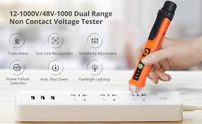 Find non contact voltage detector from a vast selection of voltmeters. Non Contact Voltage Tester 12 1000v 48v 1000 Dual Range Voltage Detector Test Pen Adjustable Sensitivity Ac Voltage Meter With With Led Indicator Alarm Mode Live Null Wire Judgment Led Flashligh Amazon Com