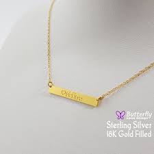 Personalized Bar Necklace For Mom Family Custom Name Gift For Her Horizontal Bar Necklace Personalized Simpl