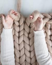 Twisted rope finger knitting blanket free pattern using loop yarn. Arm Knit Blanket Martha Stewart