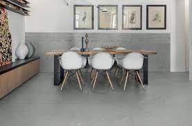 Grey Floor With Wood Detailing Dining Area Idea With Floor Tiles From Ceramiche Caesar S Inner Kitchen Inspiration Design Dining Room Design Dining Room Floor