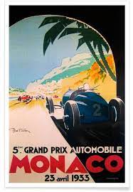 A slice in time 1936 monaco french grand prix art automobile race travel advertisement vintage poster. Grandprix Automobile Monaco 1933 Poster Juniqe