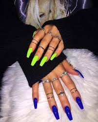 Bright watercolor background with nail polish. 30 Ideas Of Bright Manicure For Nails Of Different Colors Trend 2018 Acrylicnailsideas Bright Acrylic Nails Colored Acrylic Nails Neon Nails