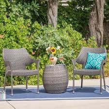 Noble House Phillip Outdoor 3 Piece Wicker Stacking Chair Chat Set Grey Walmart Com Patio Furniture Deals Patio Furniture Pool Furniture