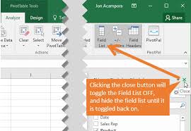 Click any cell in pivot table, and right click, choose pivottable options from the context menu, see screenshot: Pivot Table Field List Missing How To Get It Back Excel Campus
