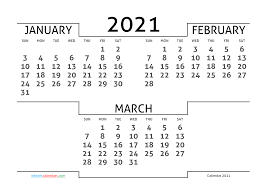 January February March 2021 Printable Calendar 3 Month Calendar In 2020 Monthly Calendar Printable Calendar Monthly Planner Calendar Printables