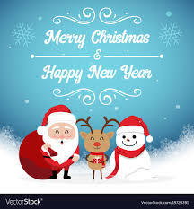 Character Cartoon Cute Christmas Day Merry Vector Image On Vectorstock Christmas Greetings Merry Christmas And Happy New Year Christmas