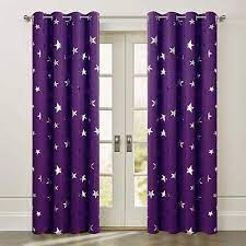 Amazon Com Anjee Navy Blue Blackout Curtains With Silver Stars For Boys Bedroom Thick Grommet Window Curtain Panel Curtains Grommet Curtains Purple Curtains