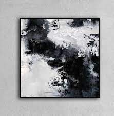 Black White Paintinglarge Abstract Painting Horizontal Wall Etsy Large Abstract Painting Abstract Canvas Painting Abstract Art Painting