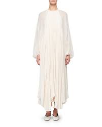 The Row Martina Knife Pleated Full Sleeve Dress Full Sleeves Dress Pleated Maxi Dress Street Style Dress