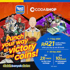 Use your cimb bank, maybank, hsbc, rhb, bank islam, bank simpanan nasional or any other fpx supported bank account to reload your wallet. Top Up With Touch N Go E Wallet And Get 10 Bonus One Punch Man Codashop Blog My