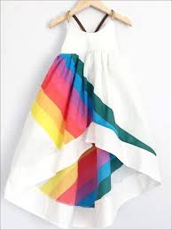 Girls Rainbow Print Sleeveless Hi Low Dress Rainbow Dress Rainbow Outfit Kids Dress