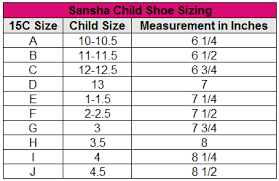 Actual Size Chart For Toddler Ballet Shoes Child Sparkle