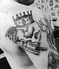 Human skull with wings and crown for tattoo design. Skull With Crown Tattoo Small Novocom Top