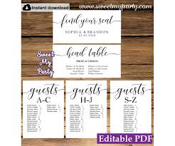 Rustic Seating Chart Cards Template Printable Seating Chart Alphabetical 51