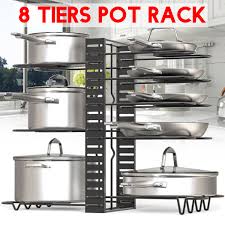 Running out of kitchen cabinet space? 8 Tiers Iron Pot Organizer Rack Cabinet Storage Lid Pan Holder Kitchen Countertop Non Slip Silicone Pad 14 96 X 8 27 X 10 04 Inches Walmart Com Walmart Com