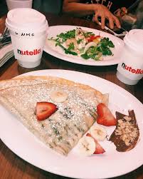 Eats By Julia On Instagram Nutella Cafe In Chicago Il Strawberry And Nutella Crepe Garden Fresh Cr Nutella Cafe Nutella Crepes Nutella Hot Chocolate