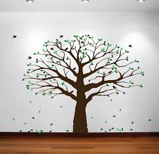 Us 26 91 10 Off Large Wall Nursery Family Tree Decal Photo Branches Falling Leaves With Birds Wall Poster Removable Art Carving Tree Decal Y 929 In