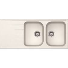 Evier A Encastrer Quartz Et Resine Blanc Schock Viola 2 Bacs Avec Egouttoir Evier Egouttoir Et Bac