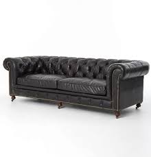 Conrad 96 Vintage Black Leather Chesterfield Sofa Koltuklar
