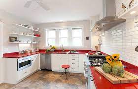 Engineered black white red crystal quartz stone kitchen countertop with singe sink recycled glass soap stone. 17 Beautiful Quartz Kitchen Countertops