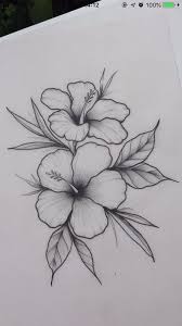 Hibiskusblute A3 A4 A5 Illustration Zeichnung Blumendruck Wanddekoration Flowert In 2020 Pencil Drawings Of Flowers Easy Flower Drawings Flower Drawing