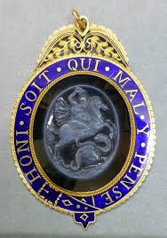 Badge Of The Order Of The Garter Centre Set With Cameo Carved In Grey On Black Onyx Depicting St George And Th Order Of The Garter Badge The Royal Collection