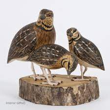Archipelago Quail Block Birds On Driftwood D369 Bird Wood Carving Game Bird Wildlife Country Or Bird Watching Ornament Gift Or Present