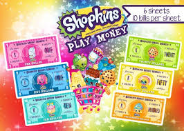 Shopkins Printable Play Money Instant Download By Waterlilybows Printable Play Money Shopkins Birthday Shopkins Party